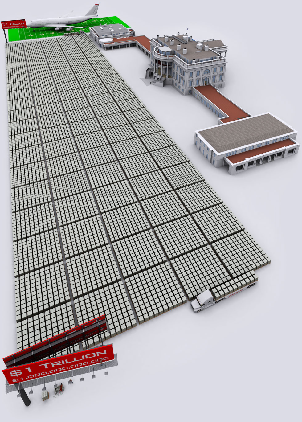 US Debt Visualized Stacked In 100 Dollar Bills At 20 Trillion USD 