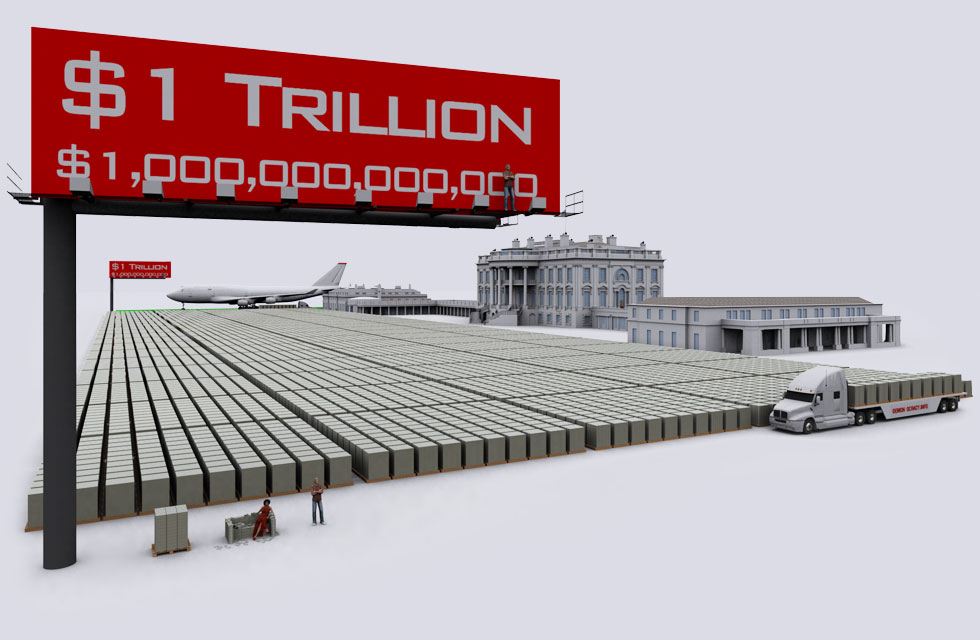 US Debt Visualized Stacked In 100 Dollar Bills At 20 Trillion USD 